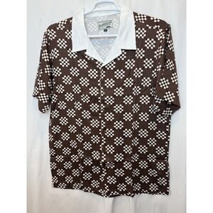 Bogey Boys Golf Men's L Checkered Bowling Button Up Shirt Brown NWT‎ Macklemore